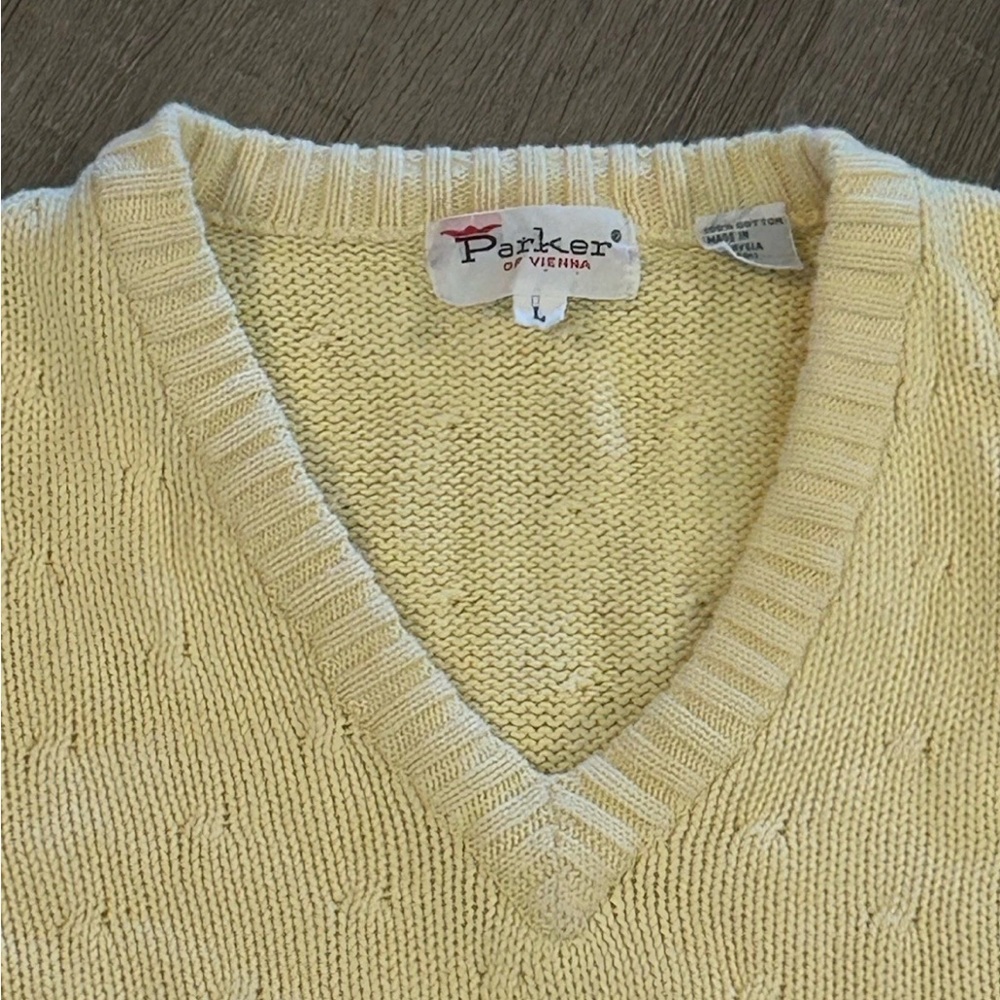 Vintage Parker of Vienna Mens Spring Sweater M L 100%‎ Cotton Yellow Excellent